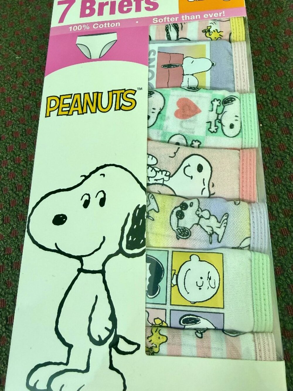 Snoopy Peanuts Girls 7pk Cotton Briefs Underwear Panties Size 6 NEW Gift NIP